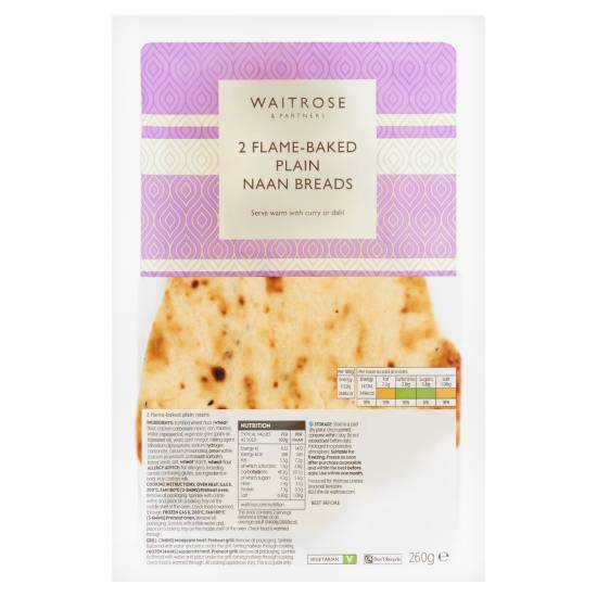 Waitrose Flame-Baked Plain Naan Breads (2 ct)