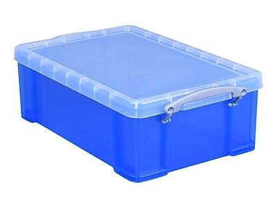 Really Useful Box 8.56 Qt. Snap Lid Storage Bin, Transparent Blue (8.1TB)