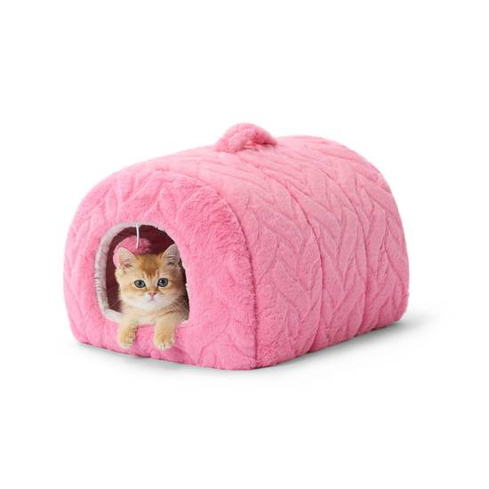 Whisker City Fur Hiding Hut and Toy Cat Bed ( pink)