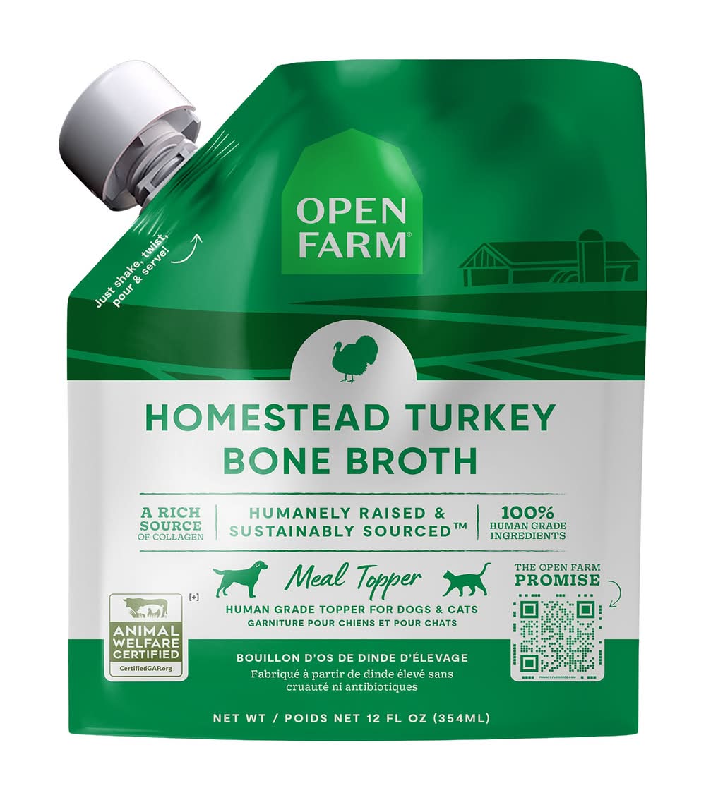 Open Farm Grain Free Bone Broth Topper for Cats or Dogs - Human Grade, Turkey (Flavor: Turkey, Size: 12 Oz)