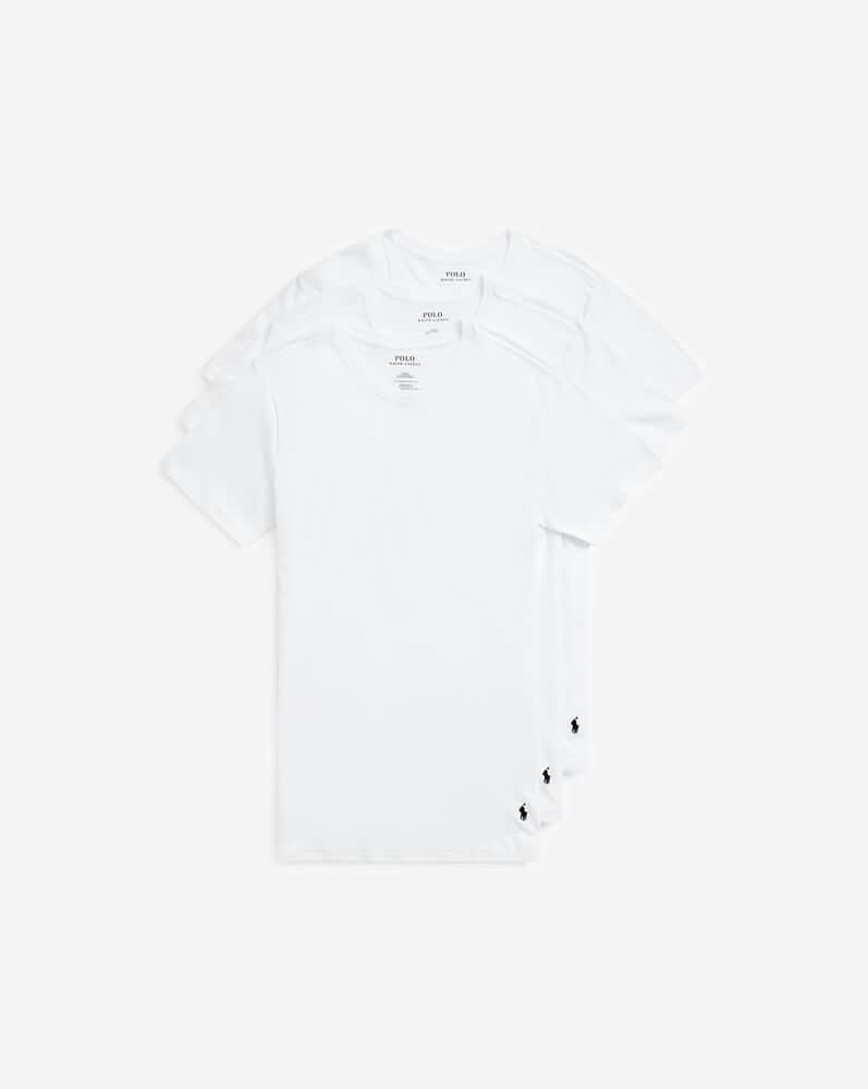 Ralph Lauren Classic Slim Crew Tee, M, White (3 ct)