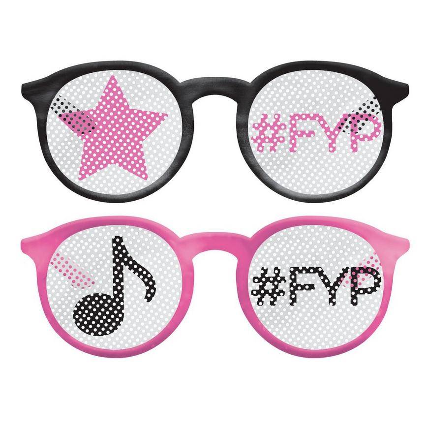 Party City Metallic Internet Famous Plastic Glasses, Black-Pink (8 ct)