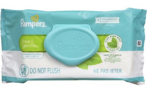 Pampers Free & Gentle Fragrance Free Plant Based Wipes (52 ct)