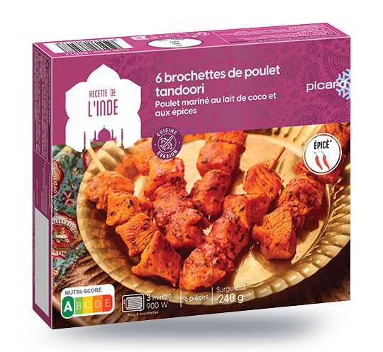 6 brochettes de poulet tandoori
