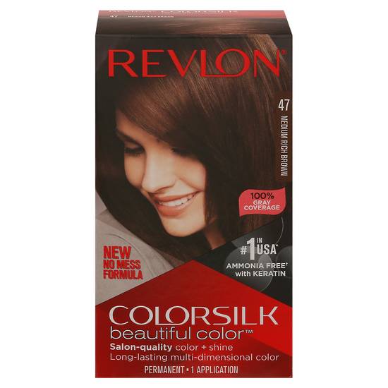 Revlon 47 Medium Rich Brown Colorsilk Beautiful Color (1 kit)
