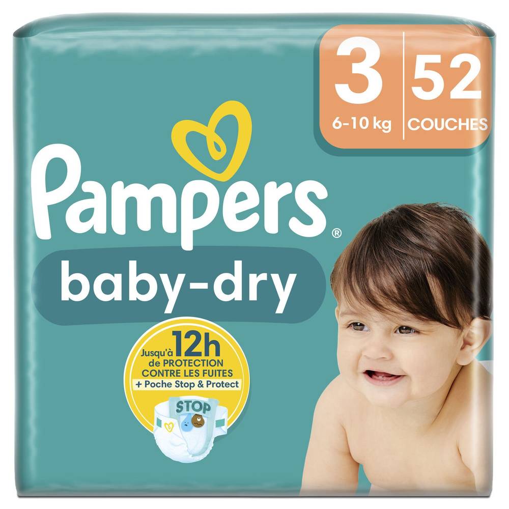 Pampers - Couches bébé baby-dry taille 3 6kg-10kg (52 pièces)