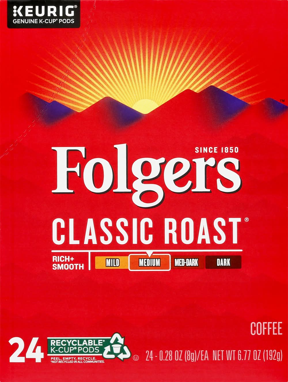 Folgers Medium Classic Roast Coffee K-Cup Pods (24 x 0.28 oz)