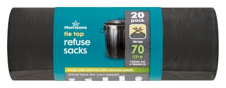 Morrisons 735x906 mm, Tie Top Refuse Sacks 70 L (20 pack)