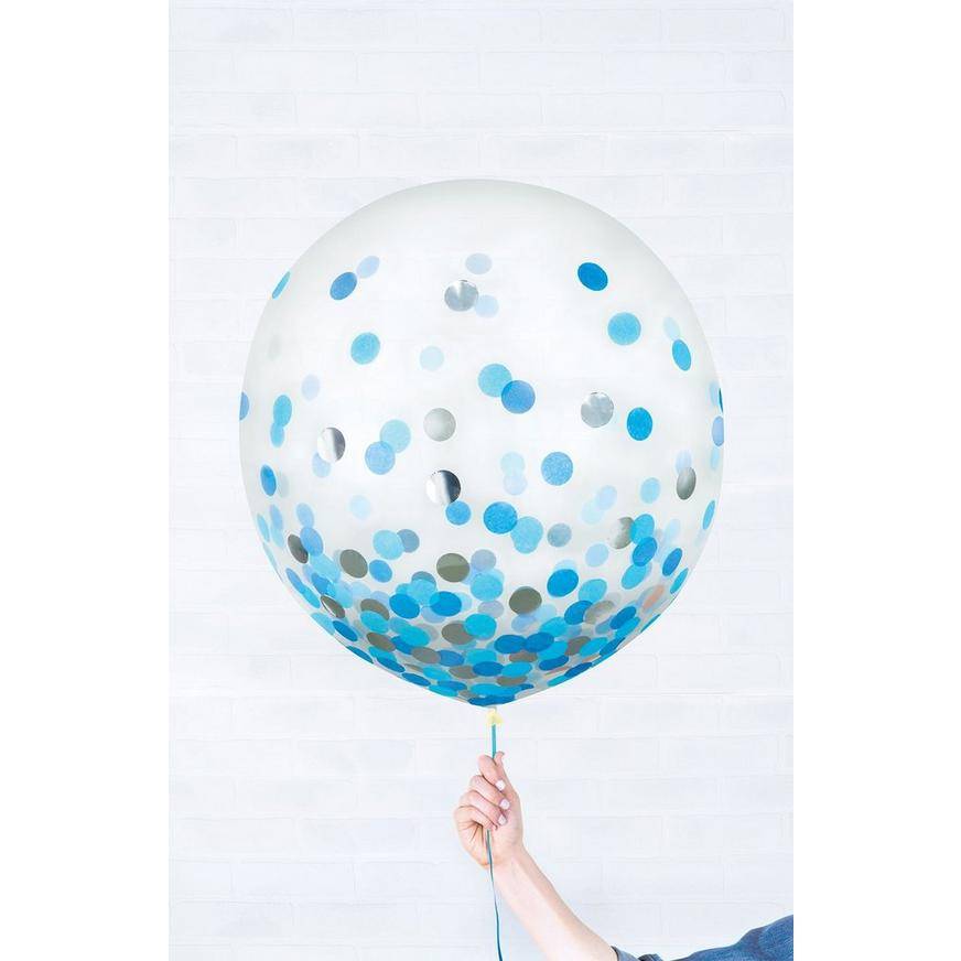Party City Metallic Confetti Balloons (24in/caribbean blue)