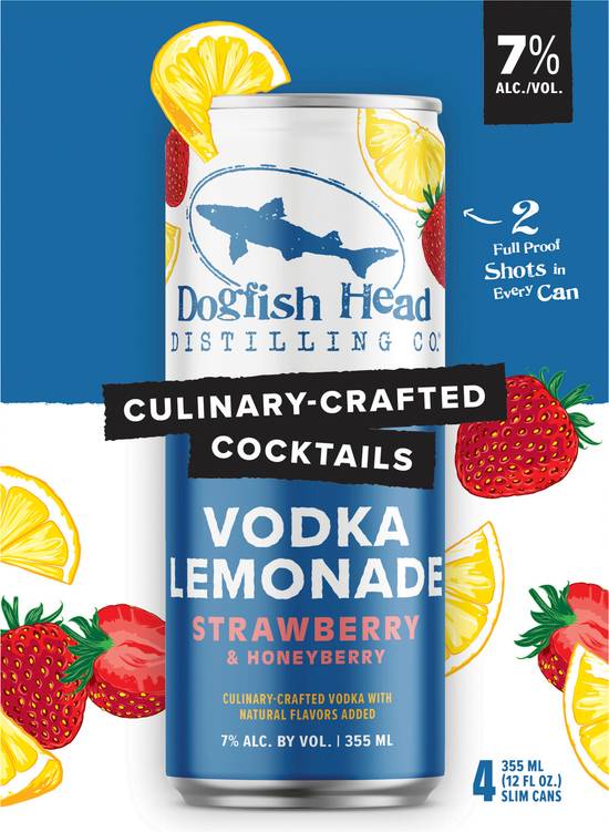 Dogfish Head Strawberry and Honeyberry Vodka Lemonade (4 ct, 12 fl oz)