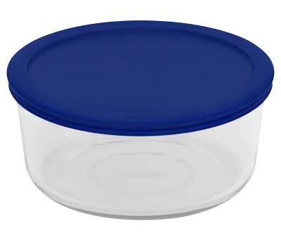 Pyrex 7 Cup Glass Round Storage Container, Blue