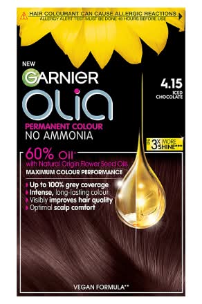 Garnier Iced Chocolate, Olia Permanent No Ammonia Hair Dye