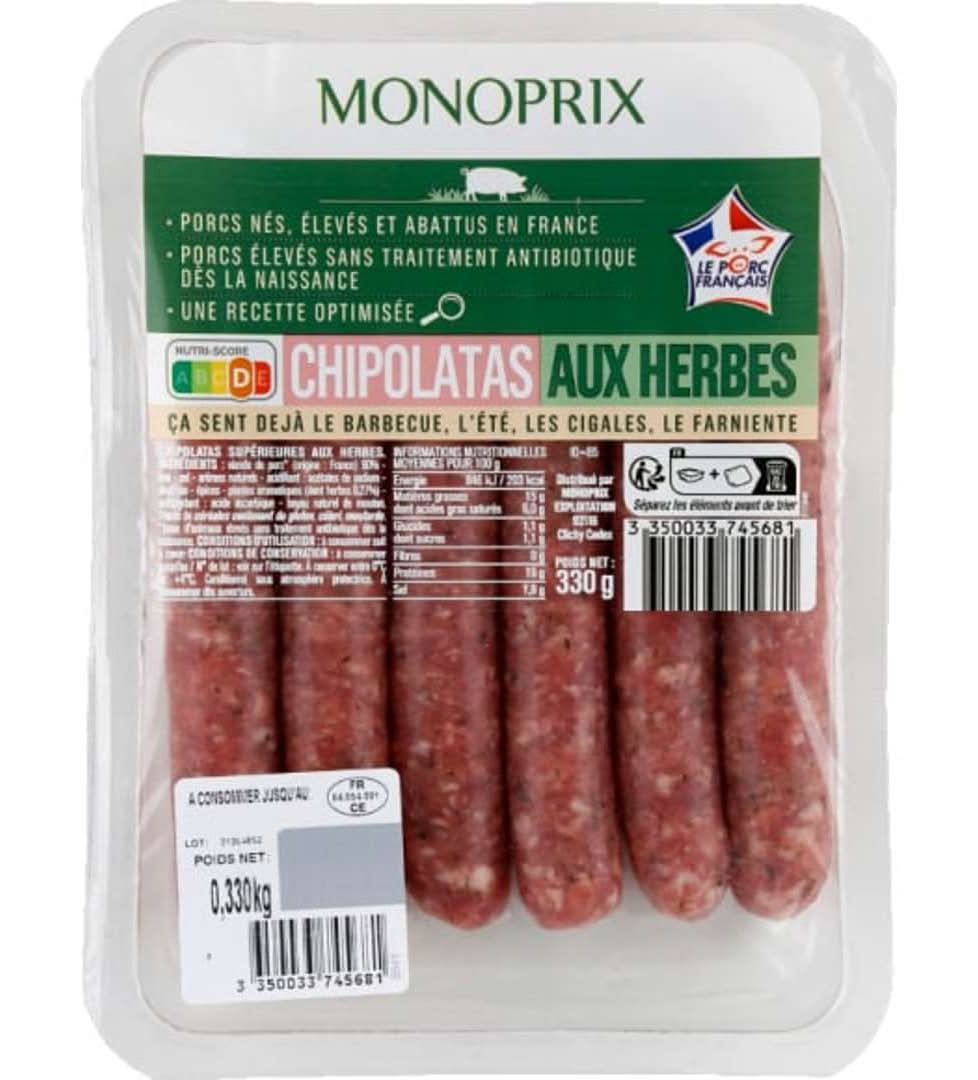 Monoprix - Chipolatas aux herbes (6)