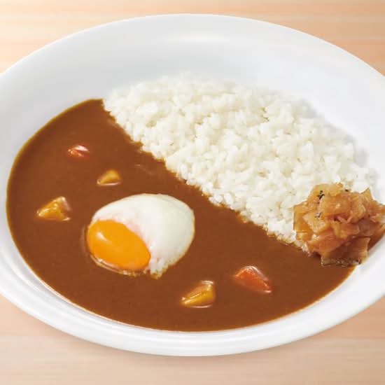 【チーズインハンバーグ付】おんたまカレー Pork Curry Rice w/ Soft-Boiled Egg