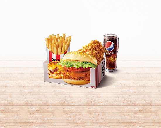 �紐奧良烤雞腿堡XL套餐(中辣) Roasted Burger Super XL Combo