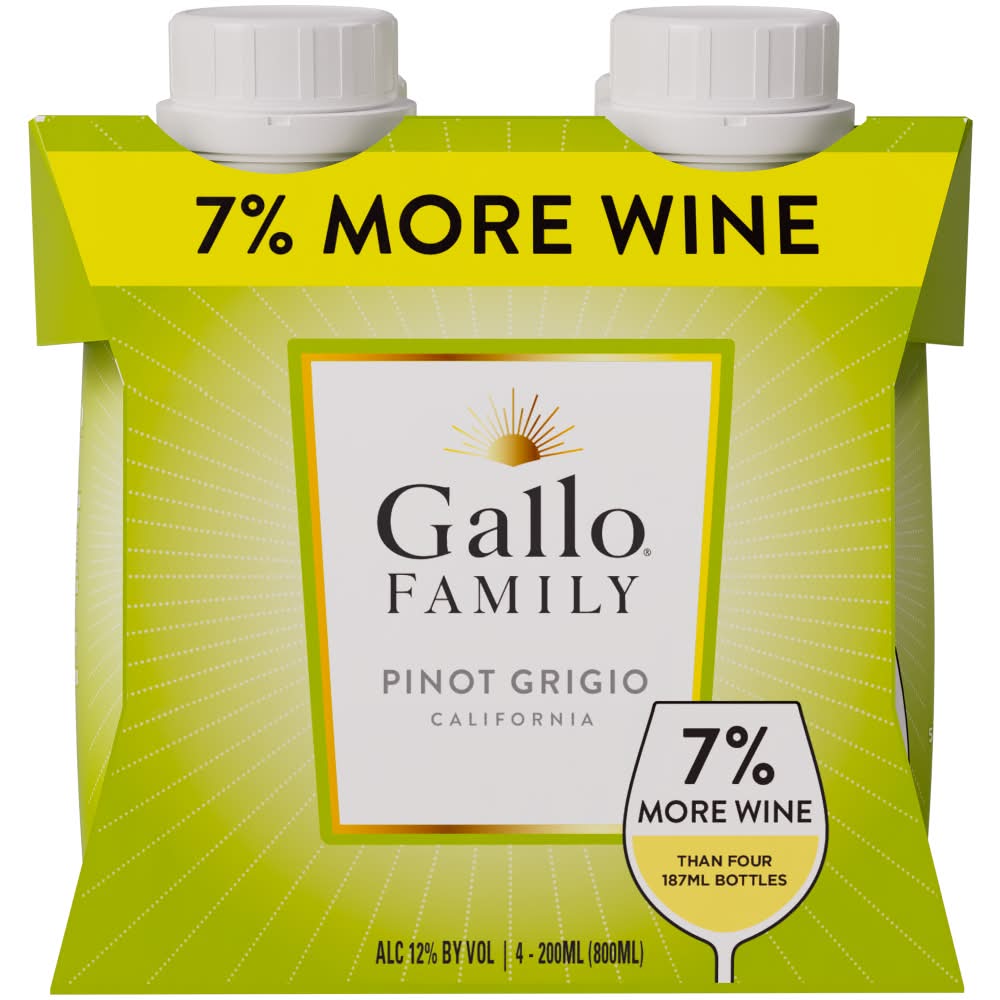 Gallo Family Pinot Grigio California White Wine (4 x 200 ml)
