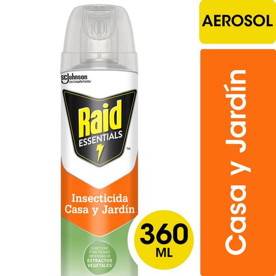 Raid insecticida essential casa-jardín (spray 360 ml)