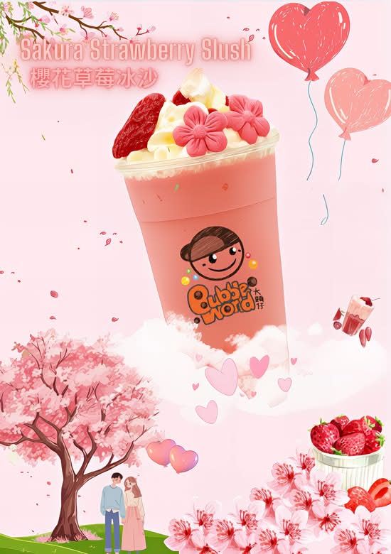Sakura Strawberry Slush (No Cream on Top) 櫻花草莓冰沙