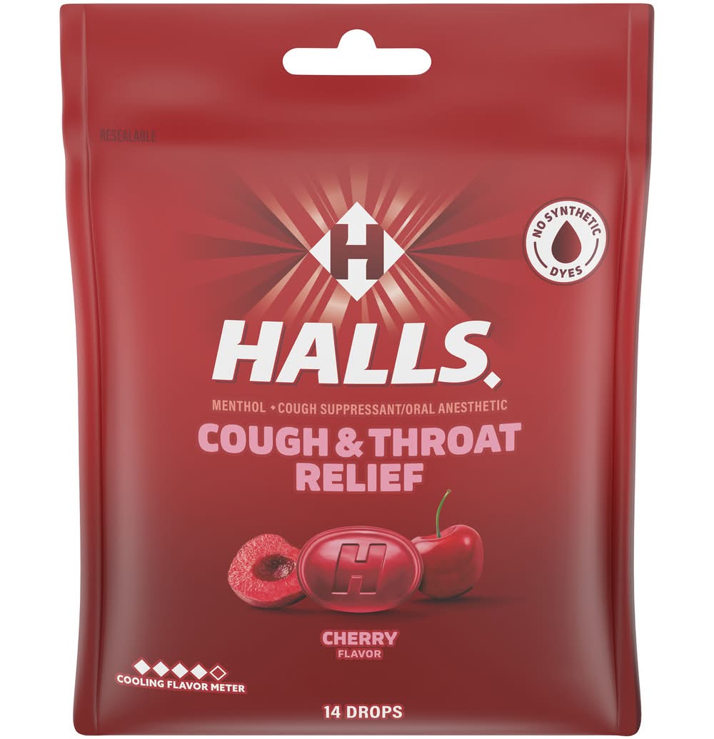 Halls Cough Drops, Cherry (1.53 oz)