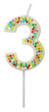 Celebrate It Confetti Number 3 Birthday Candle, Multicolor
