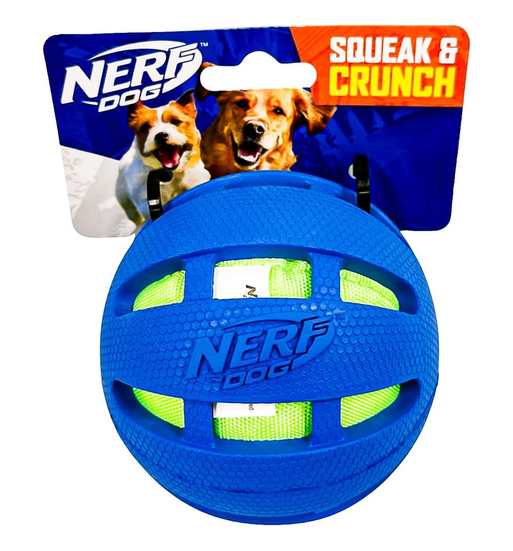 Nerf Dog Checker Crunch Ball Dog Toy, 3.8 in
