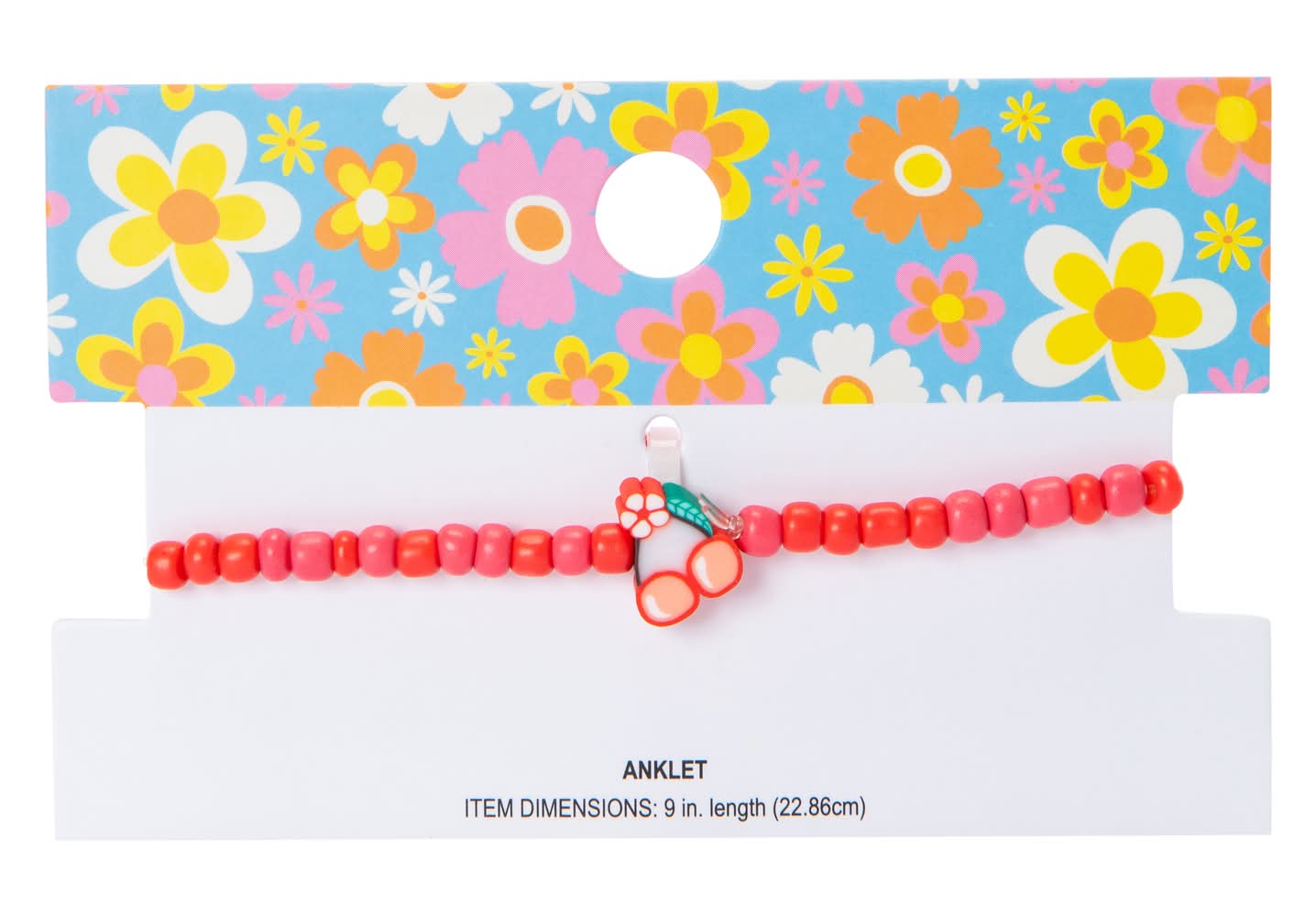 Beaded Anklet 9in Red