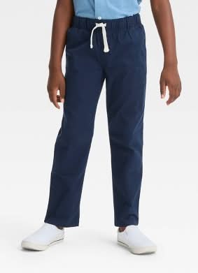 Cat & Jack Boys' Stretch Straight Fit Woven Pull-On Pants, 6, Navy Blue