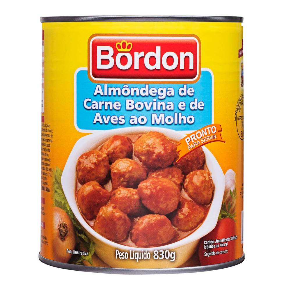 Bordon almôndegas de carne bovina e frango ao molho (830 g)