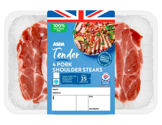 ASDA Tender Pork Shoulder Steaks (4 pack)