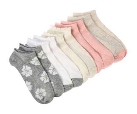 Juniors No Show Socks 5-Pairs Hibiscus