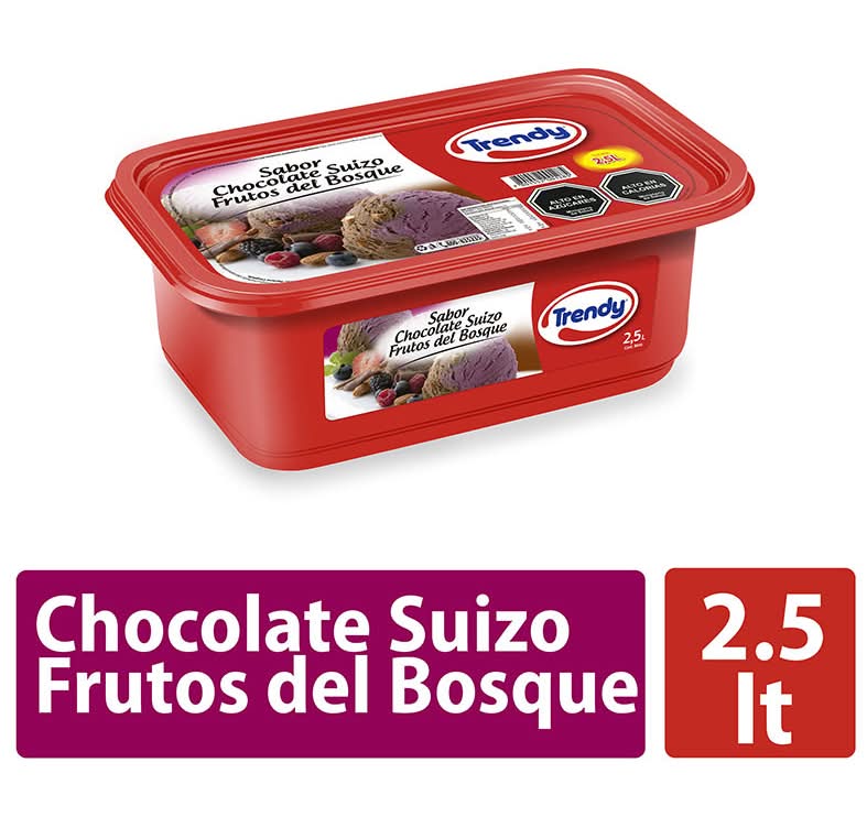 Trendy · Helado casata - Chocolate Suizo-Frutos Del Bosque (2,5 L)
