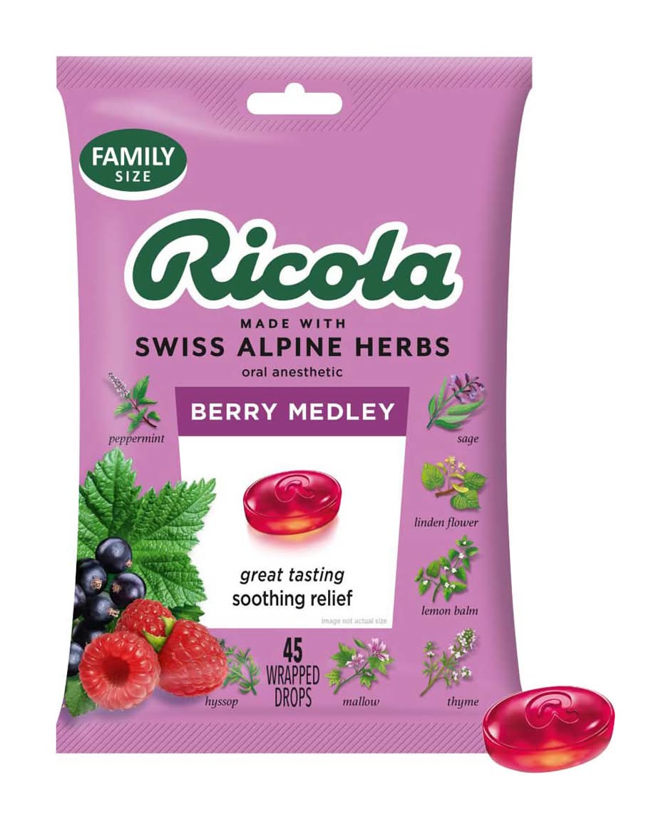 Ricola Oral Anesthetic Cough Drops, Berry Medley (45 ct)