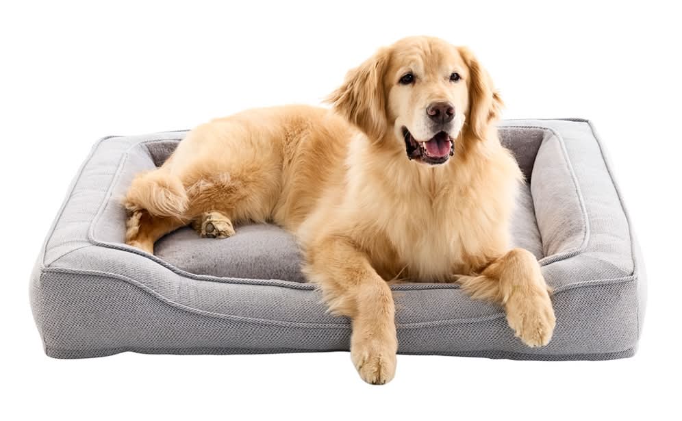 Heart & Herd Rectangular Twill Gray Polyester Bolster Dog Bed ( Large )