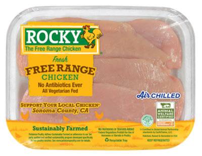 Rocky All Natural Free Range Thin Sliced Boneless Skinless Chicken Breast - 1.25 Lb