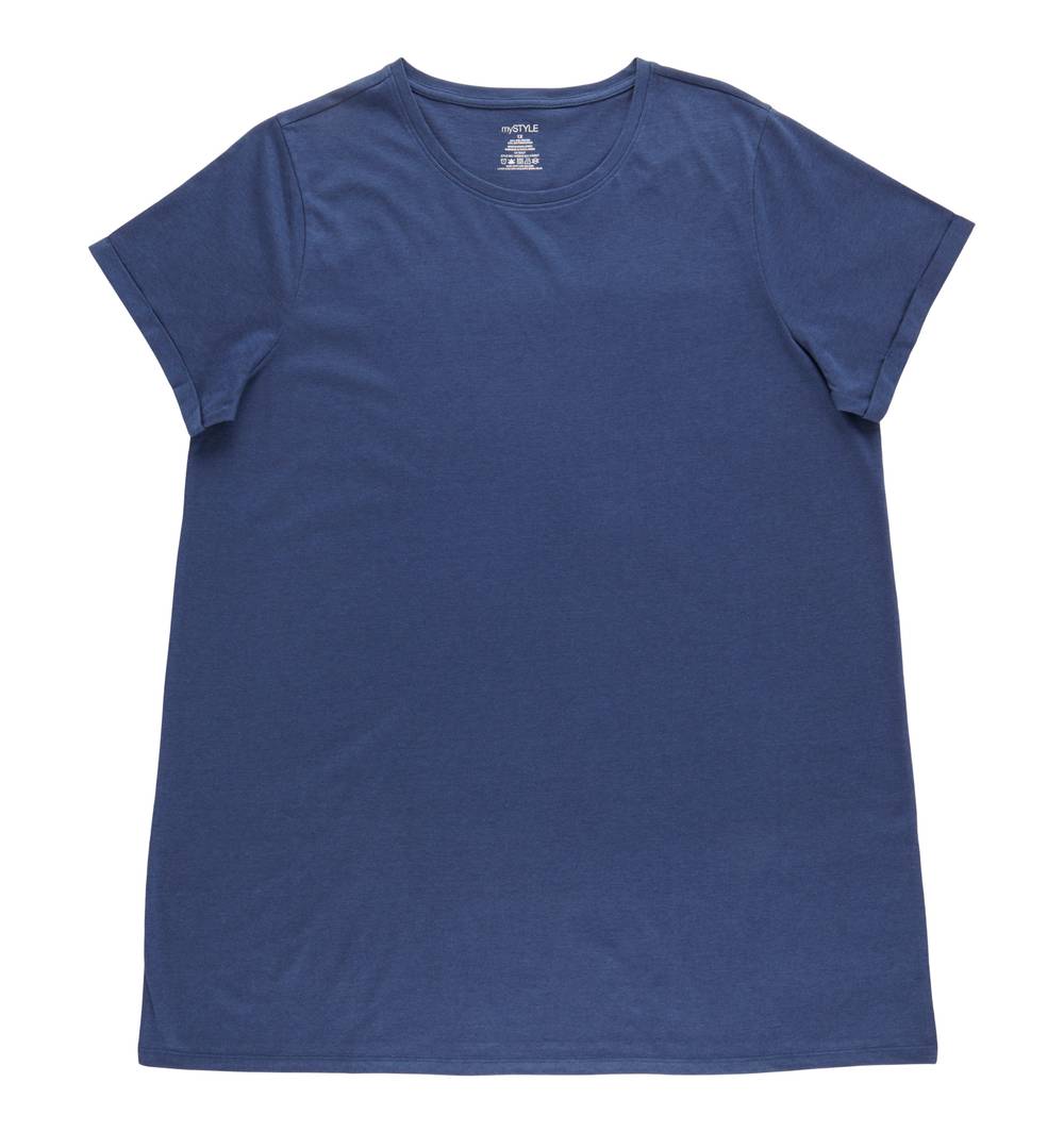 T-shirt tunique taille plus mySTYLE pour femmes (3X, Denim fonce) / mySTYLE Women's Plus Tunic Tee (3X, Dark Denim)