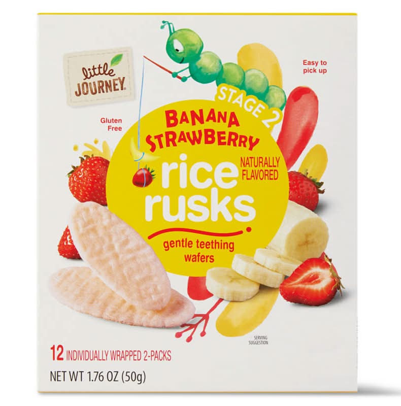 Little Journey Banana Strawberry Rice Rusks Gentle Teething Wafers (1.76 oz, 2 ct)