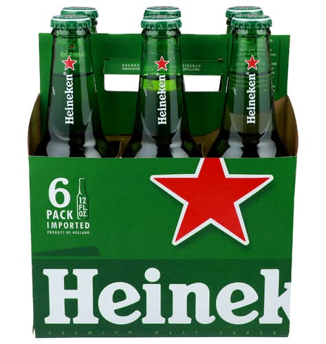 Heineken Lager Beer 6 Pack Bottles