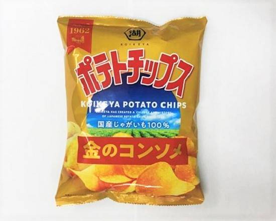 32_湖池屋ポテトチップス金のコンソメ（60g）．