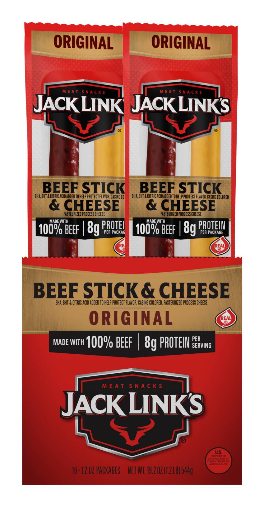 Jack Link's All American Beef & Cheese Sticks (19.2 oz, 16 ct)