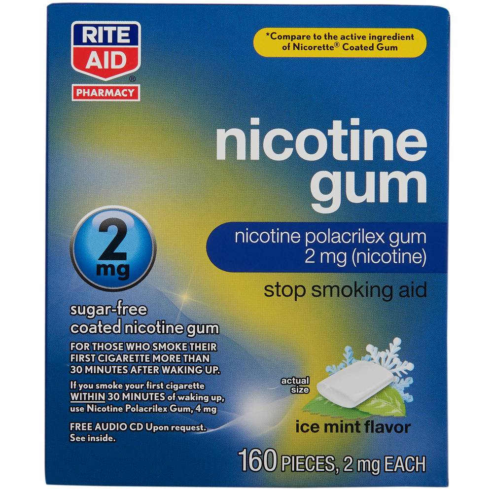 Rite Aid Nicotine Gum, Ice Mint, 2mg - 160 ct