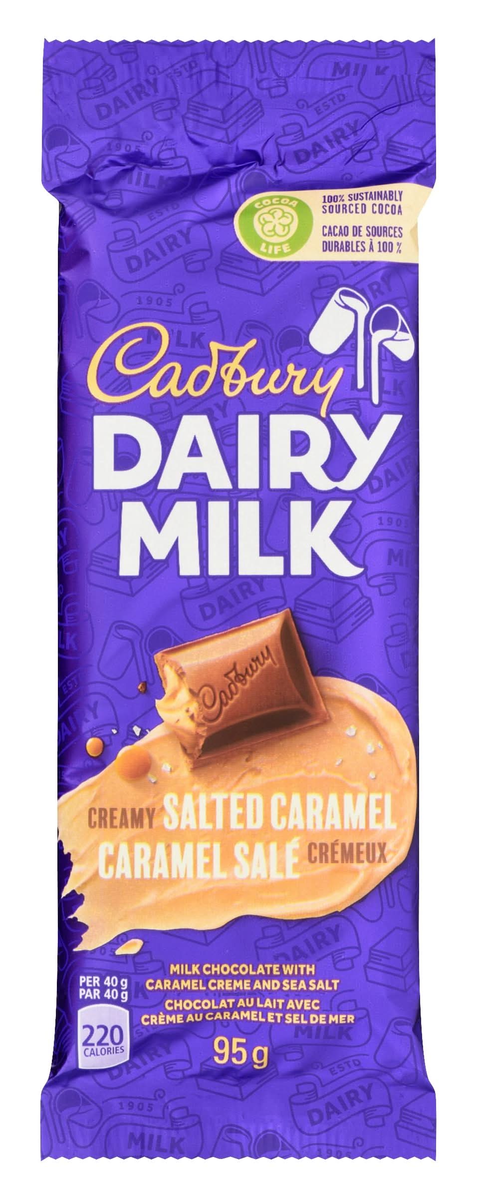 Cadbury Dairy Milk Chocolate Bar, Salted Caramel (95 g)