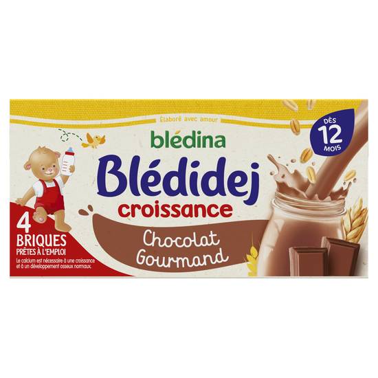 Blédina - Céréales lactées aromatisées pour bébé dès 12 mois (chocolat gourmand)