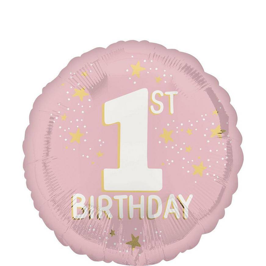 Party City Uninflated 1st Birthday Foil Balloon (18"/pink)