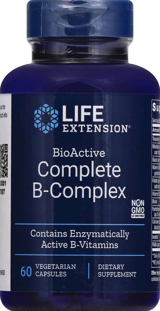 Life Extension Bioactive Complete B-Complex Vegetarian Supplement Capsules