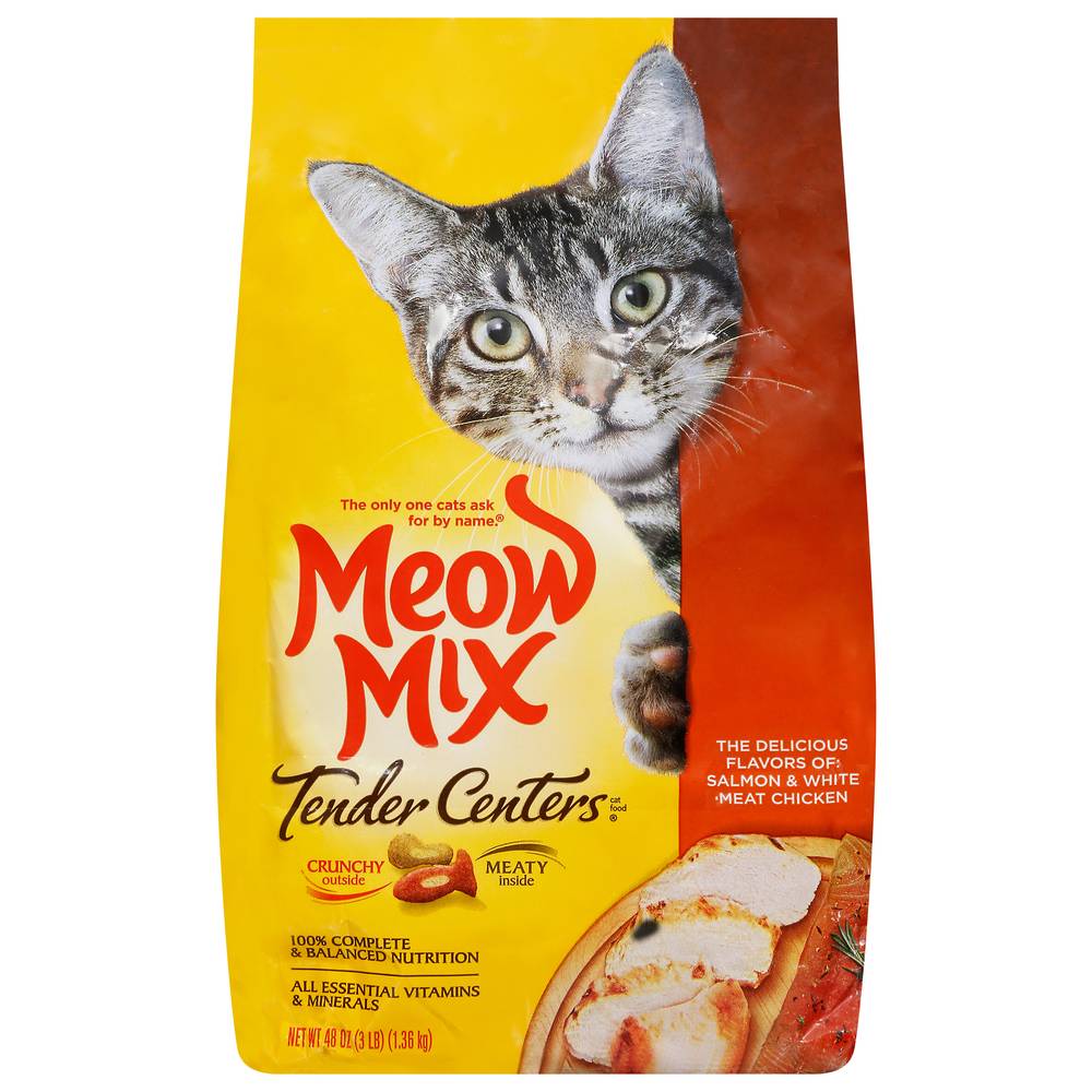 Meow Mix Tender Centers Dry Cat Food, Salmon & White Meat Chicken (3 lbs)