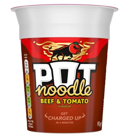 Pot Noodle Beef & Tomato, Instant Snack (90g)