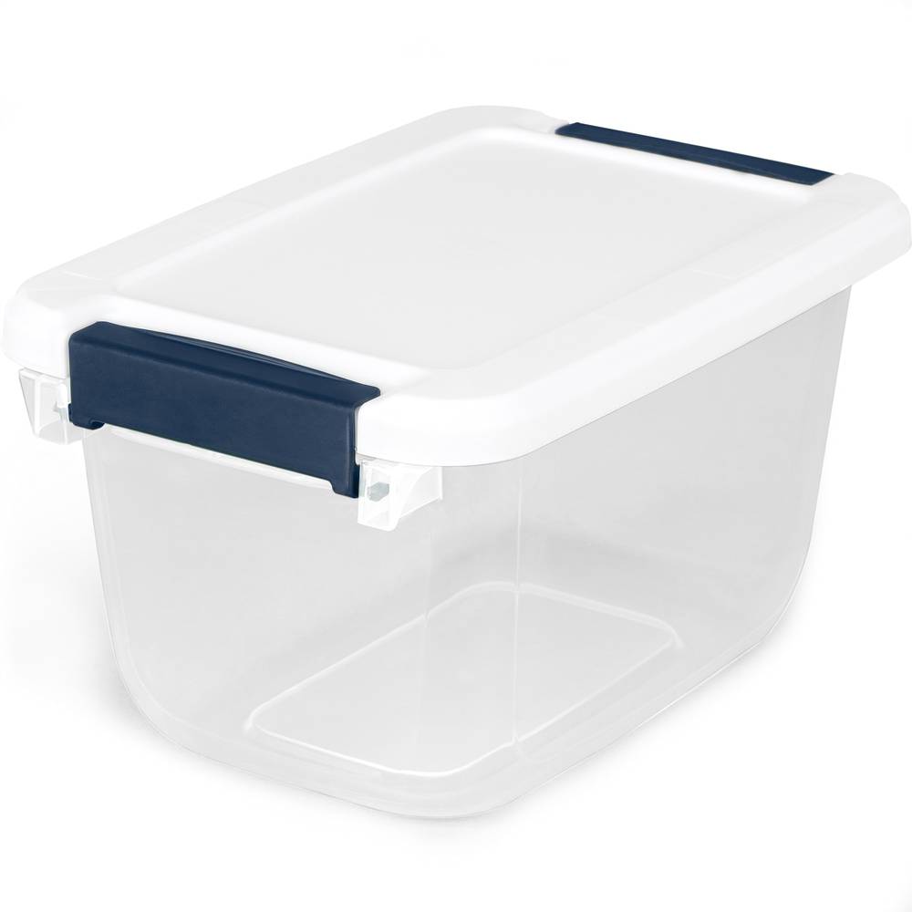 Project Source Small 1.625-Gallons (6.5-Quart) Clear, White Tote with Latching Lid | 7249LWS-010-000-759