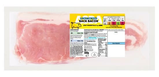 ASDA Just Essentials Unsmoked Back Bacon (300g)
