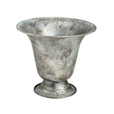 Allstate Floral 6.75" Silver and Verdigris Metal Urn Planter