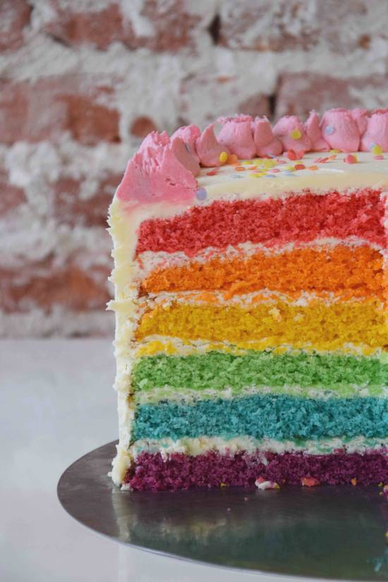 Vanilla Rainbow Cake Slice